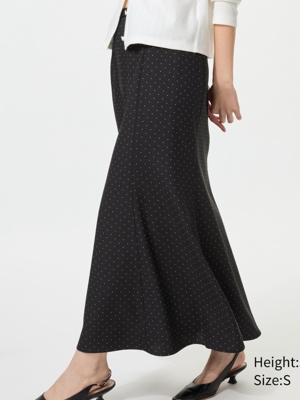 UNIQLO Women’s Black Polka Dot Mermaid Maxi Skirt Size L